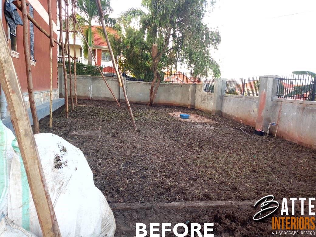 Compound landscaping with ground preparation under way