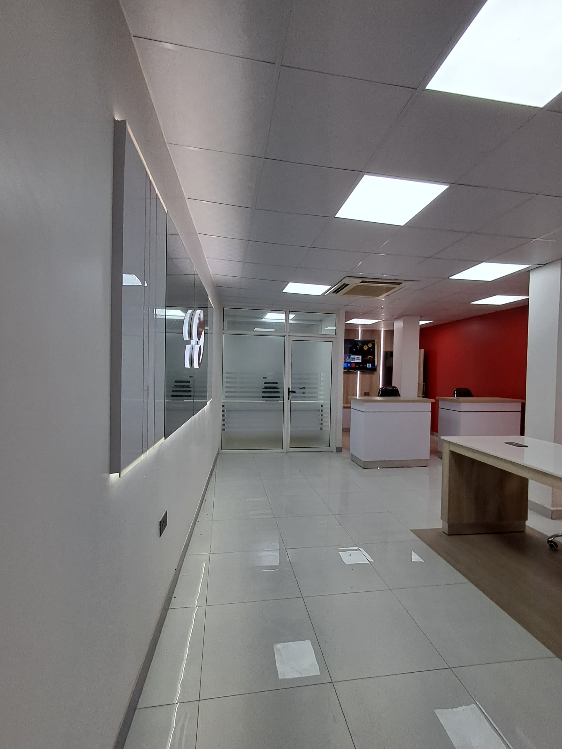 Completed office reception and corridor after fit-out