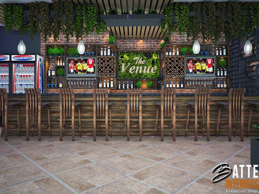 Hospitality interior with layered lighting and defined seating zones